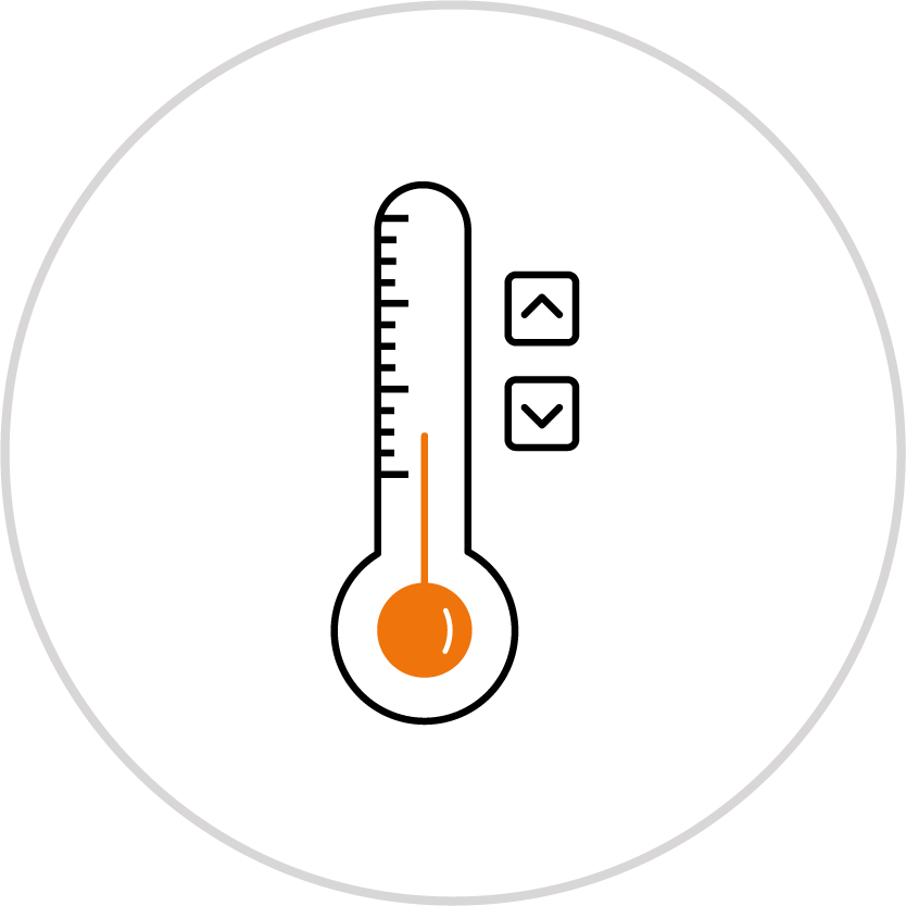 Thermometer with orange indicator for warmth